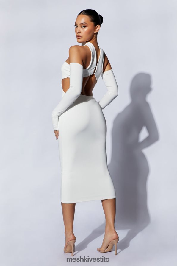 Meshki Abito midi con colletto demie e guanti senza dita vestiario bianco 6L048P704