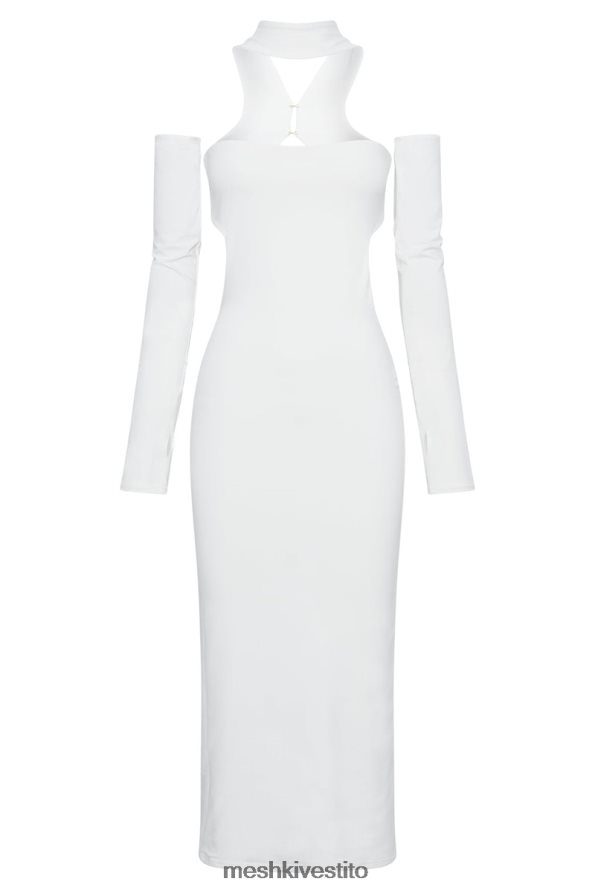Meshki Abito midi con colletto demie e guanti senza dita vestiario bianco 6L048P704