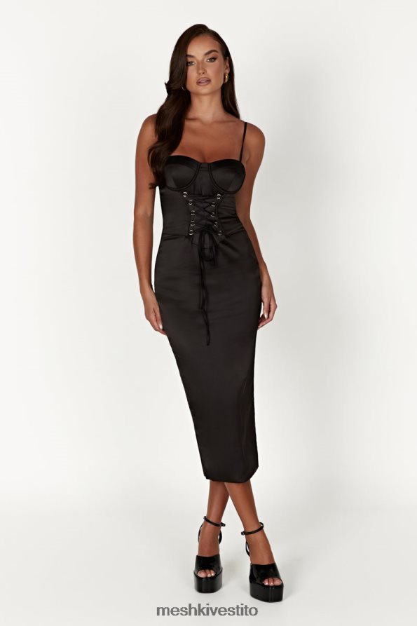 Meshki Abito midi con corsetto Camelia vestiario nero 6L048P601