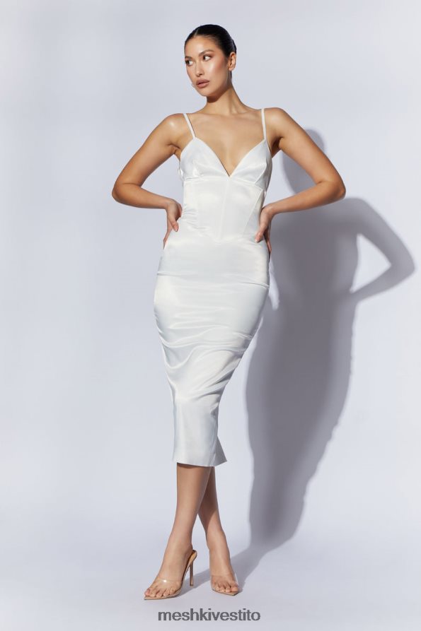 Meshki Abito midi con corsetto brie vestiario bianco 6L048P663