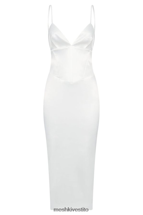Meshki Abito midi con corsetto brie vestiario bianco 6L048P663