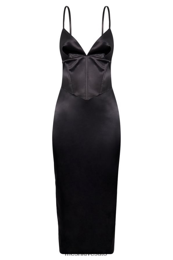 Meshki Abito midi con corsetto brie vestiario nero 6L048P644