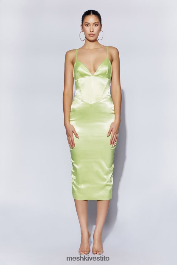 Meshki Abito midi con corsetto brie vestiario verde pistacchio 6L048P683