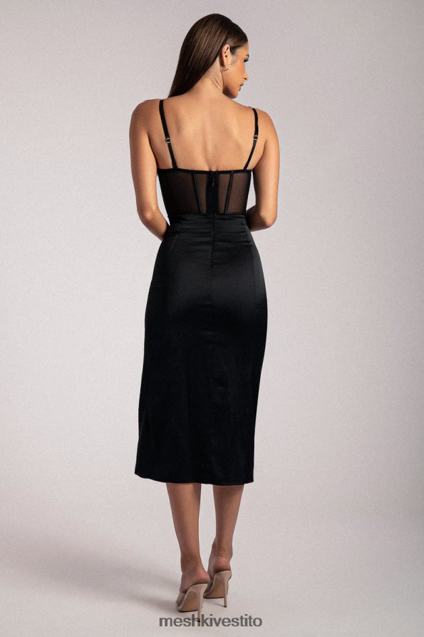 Meshki Abito midi con corsetto con spacco laterale e cinturino a catena Talisa vestiario nero 6L048P382
