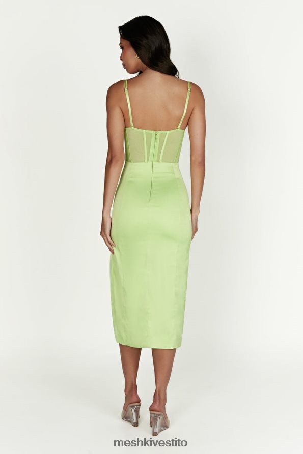 Meshki Abito midi con corsetto con spacco laterale e cinturino a catena Talisa vestiario verde pistacchio 6L048P612