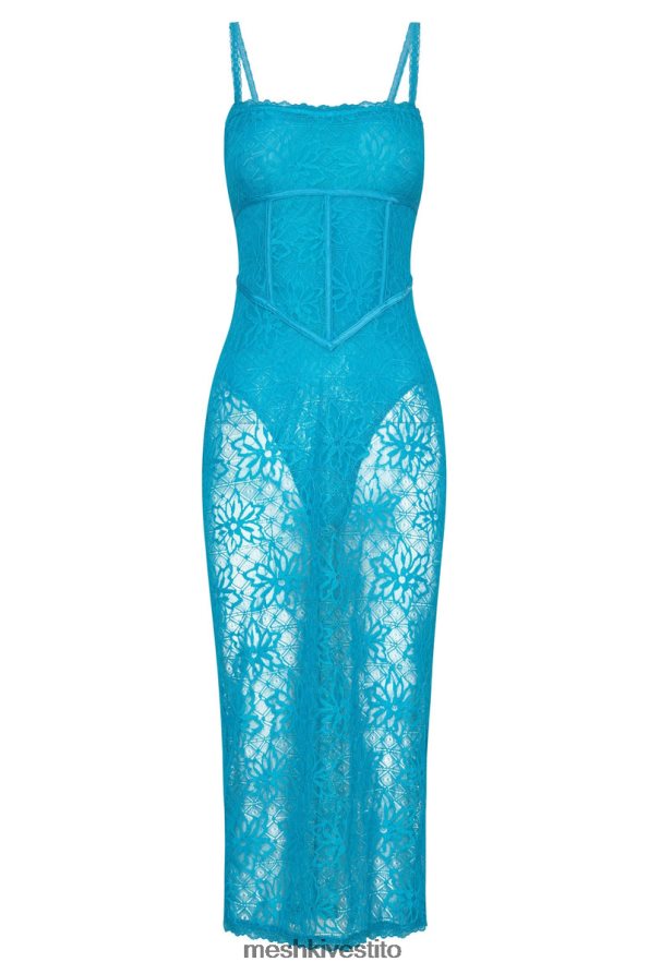 Meshki Abito midi con corsetto in pizzo Mathilde vestiario acquamarina 6L048P651