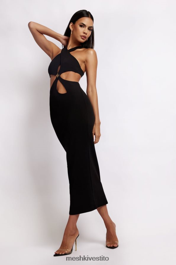 Meshki Abito midi con taglio Briana vestiario nero 6L048P721