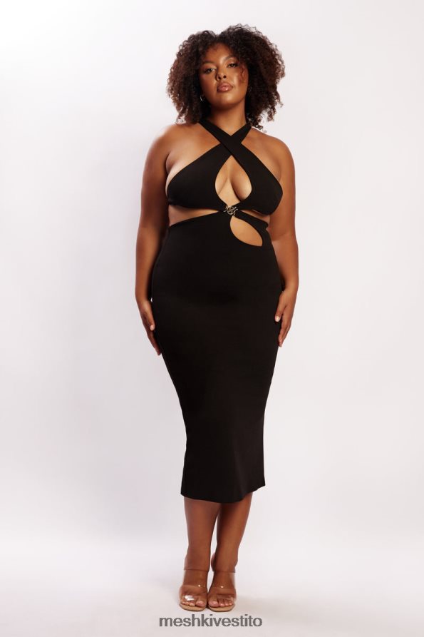Meshki Abito midi con taglio Briana vestiario nero 6L048P721