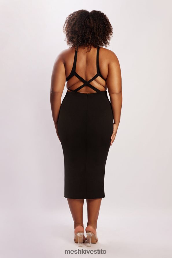 Meshki Abito midi con taglio Briana vestiario nero 6L048P721