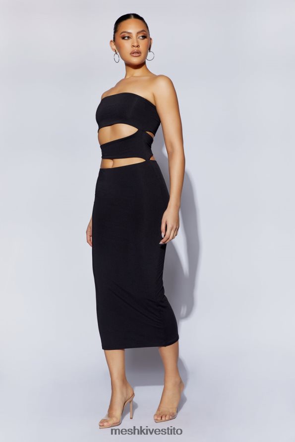 Meshki Abito midi con taglio Cassandra vestiario nero 6L048P697