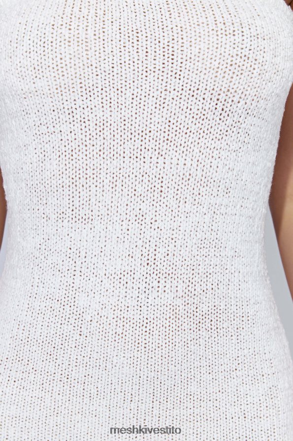 Meshki Abito midi friya in filato con fettuccia senza spalline vestiario bianco 6L048P621