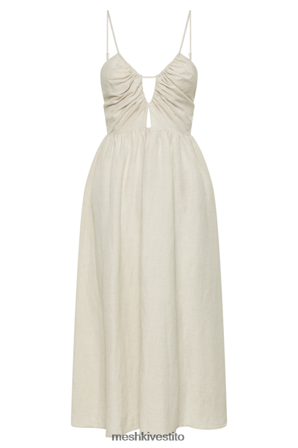 Meshki Abito midi in lino con taglio Magdelena vestiario naturale 6L048P19