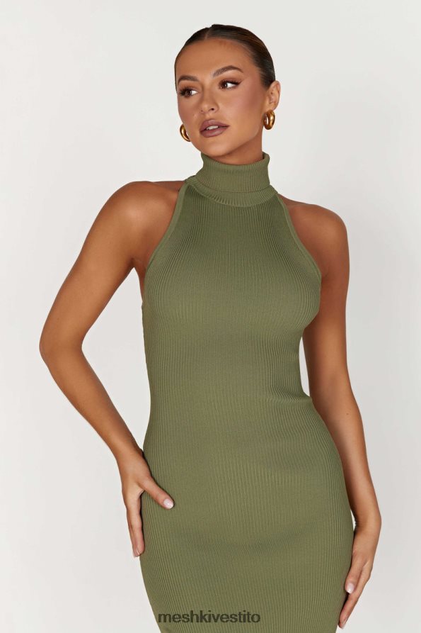 Meshki Abito midi in maglia a collo alto Connie vestiario oliva 6L048P63