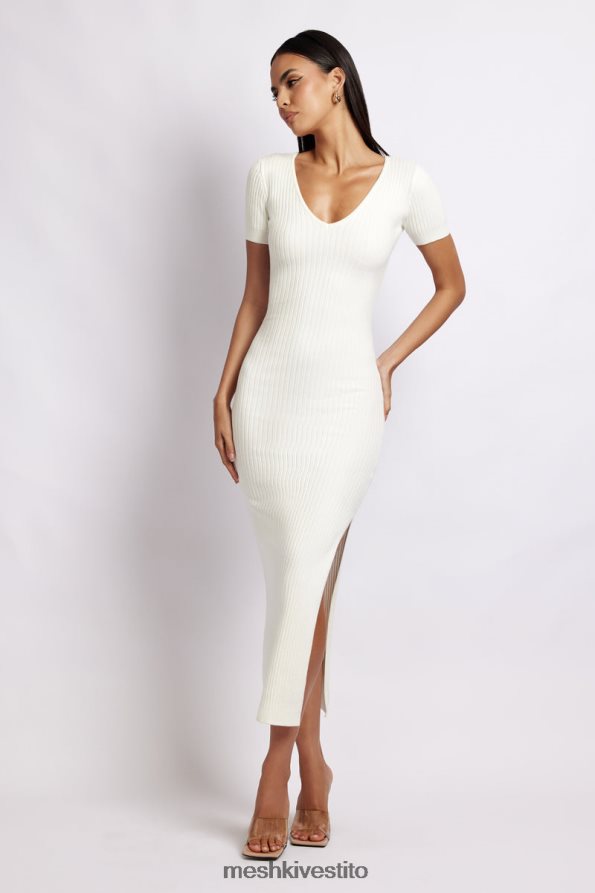 Meshki Abito midi in maglia a maniche corte Nina vestiario bianco 6L048P488