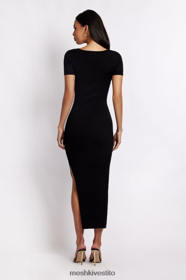Meshki Abito midi in maglia a maniche corte Nina vestiario nero 6L048P480