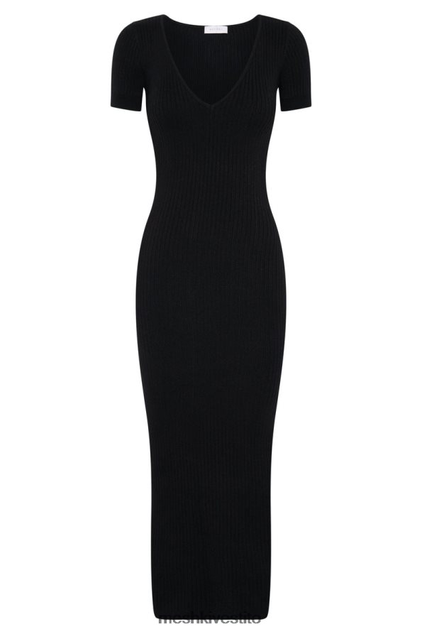 Meshki Abito midi in maglia a maniche corte Nina vestiario nero 6L048P480