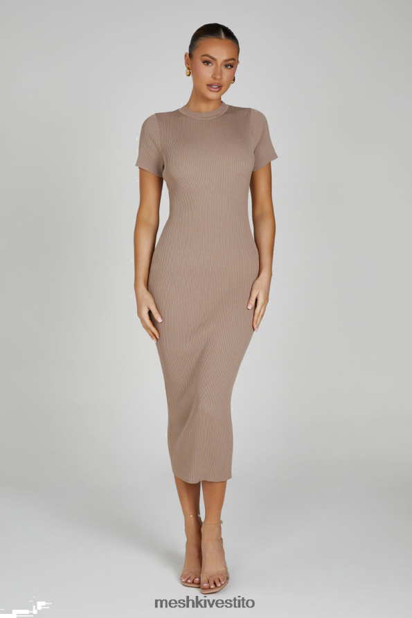 Meshki Abito midi in maglia a maniche corte Sonia vestiario tortora 6L048P162