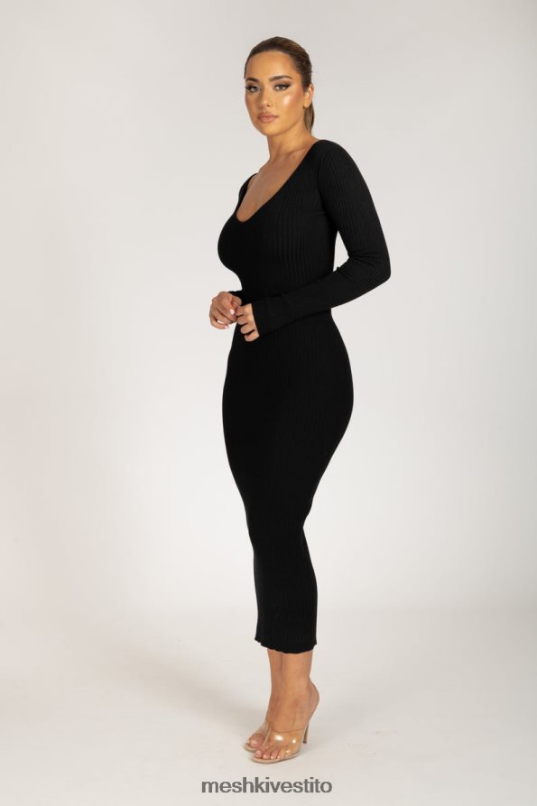 Meshki Abito midi in maglia a maniche lunghe Nina vestiario nero 6L048P308