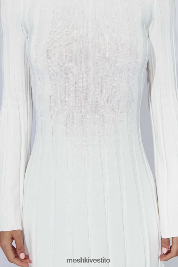 Meshki Abito midi in maglia con maniche svasate in ginepro vestiario bianco 6L048P362
