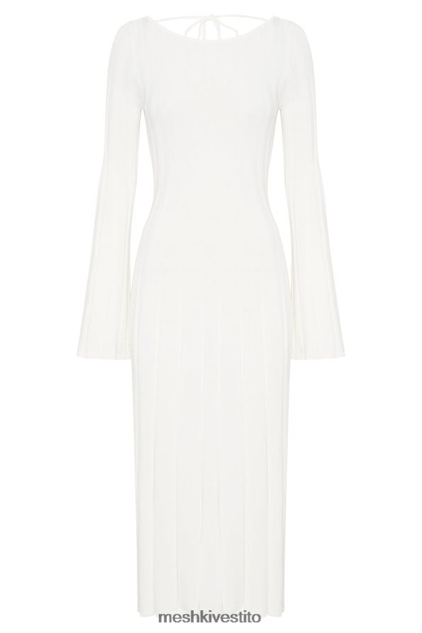 Meshki Abito midi in maglia con maniche svasate in ginepro vestiario bianco 6L048P362