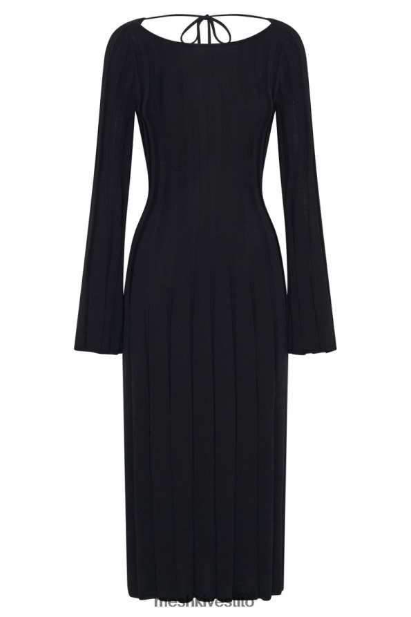 Meshki Abito midi in maglia con maniche svasate in ginepro vestiario nero 6L048P435
