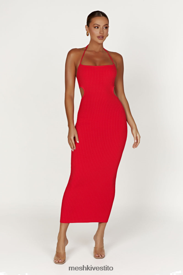 Meshki Abito midi in maglia con scollo all'americana Morgan vestiario rosso 6L048P360