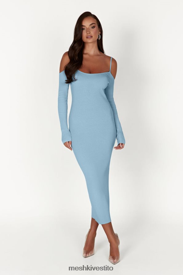 Meshki Abito midi in maglia con spalle scoperte vestiario blu polvere 6L048P439