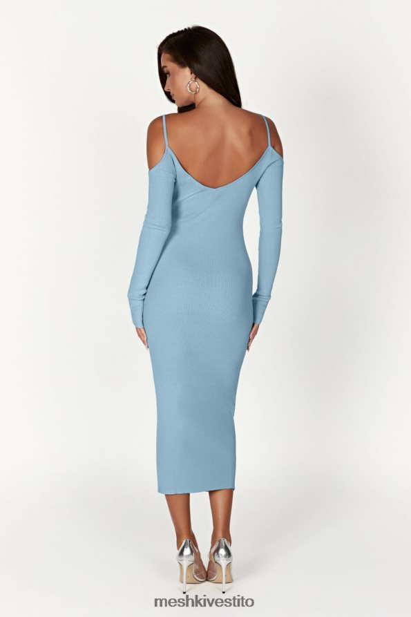 Meshki Abito midi in maglia con spalle scoperte vestiario blu polvere 6L048P439