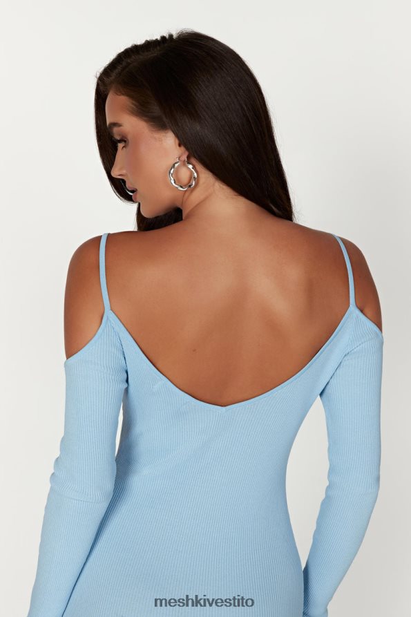Meshki Abito midi in maglia con spalle scoperte vestiario blu polvere 6L048P439