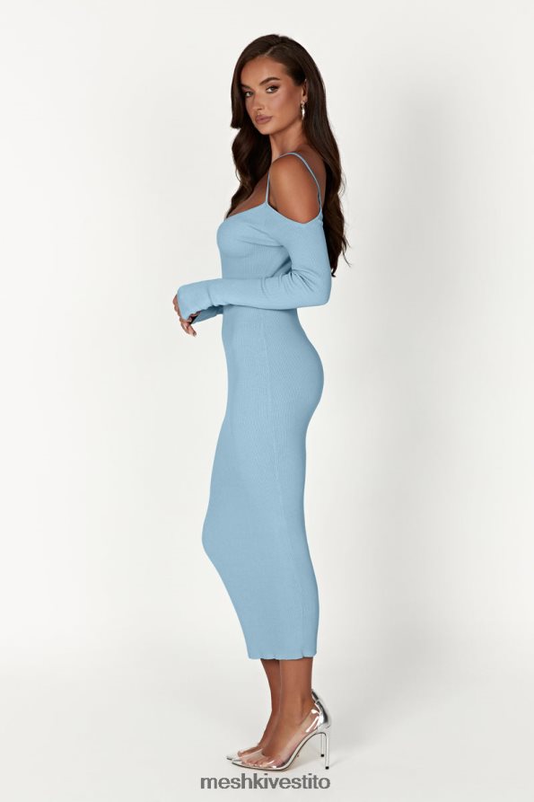 Meshki Abito midi in maglia con spalle scoperte vestiario blu polvere 6L048P439