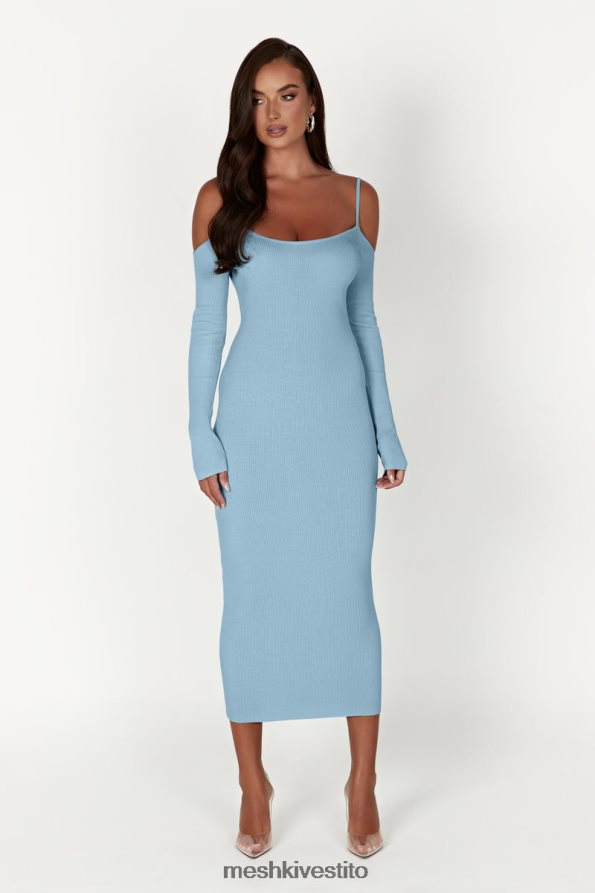 Meshki Abito midi in maglia con spalle scoperte vestiario blu polvere 6L048P439