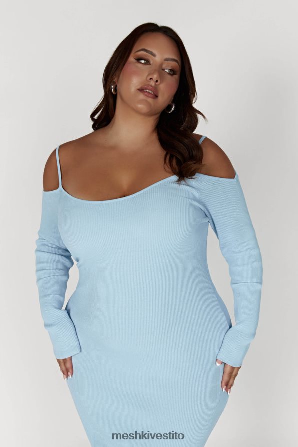 Meshki Abito midi in maglia con spalle scoperte vestiario blu polvere 6L048P439