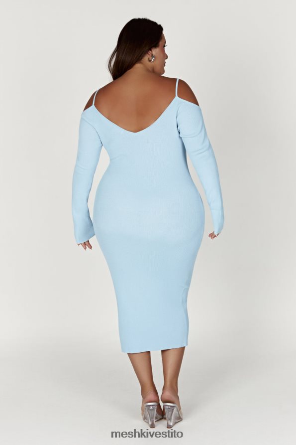 Meshki Abito midi in maglia con spalle scoperte vestiario blu polvere 6L048P439