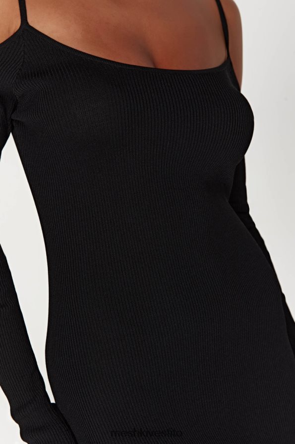 Meshki Abito midi in maglia con spalle scoperte vestiario nero 6L048P228