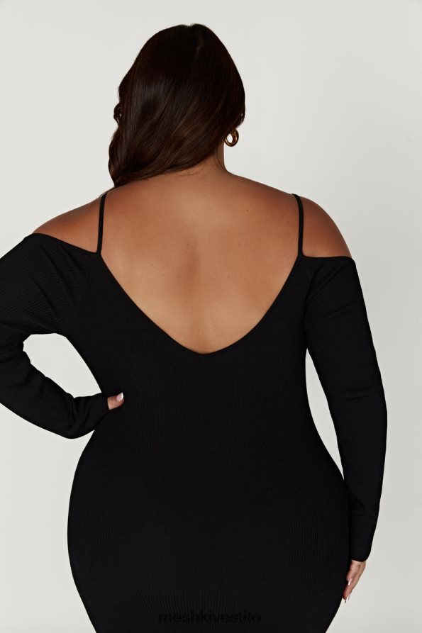 Meshki Abito midi in maglia con spalle scoperte vestiario nero 6L048P228