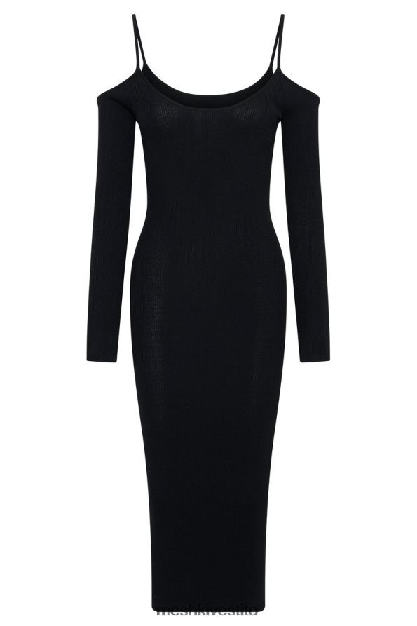Meshki Abito midi in maglia con spalle scoperte vestiario nero 6L048P228