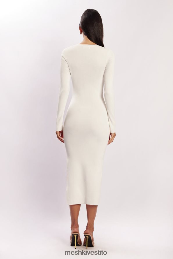 Meshki Abito midi in maglia mila twist sul davanti vestiario bianco 6L048P455