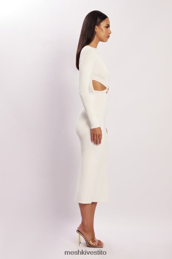 Meshki Abito midi in maglia mila twist sul davanti vestiario bianco 6L048P455