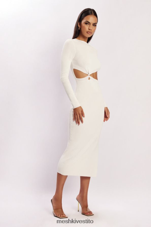 Meshki Abito midi in maglia mila twist sul davanti vestiario bianco 6L048P455
