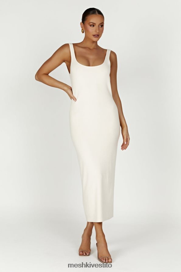Meshki Abito midi in maglia senza schienale di Janie vestiario crema 6L048P291