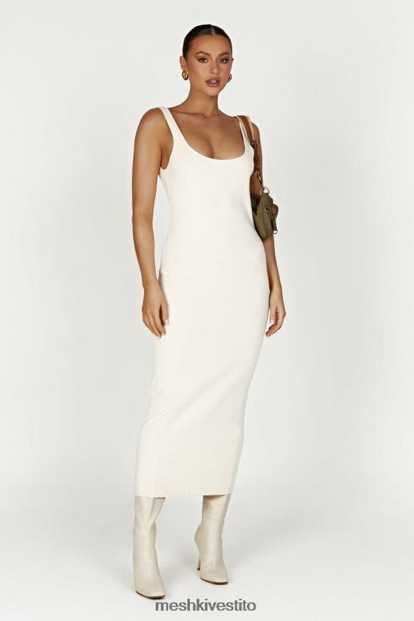 Meshki Abito midi in maglia senza schienale di Janie vestiario crema 6L048P291