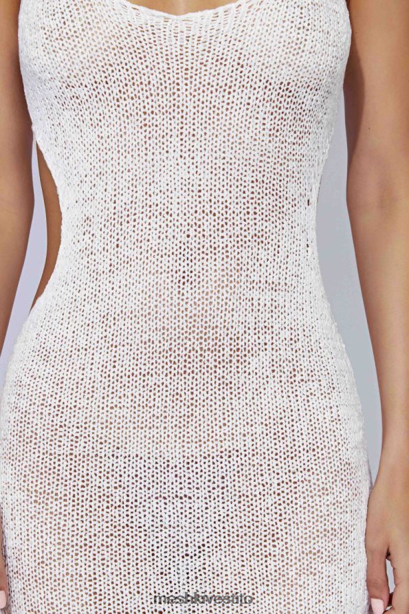 Meshki Abito midi in maglia shae con scollo rotondo vestiario bianco 6L048P274