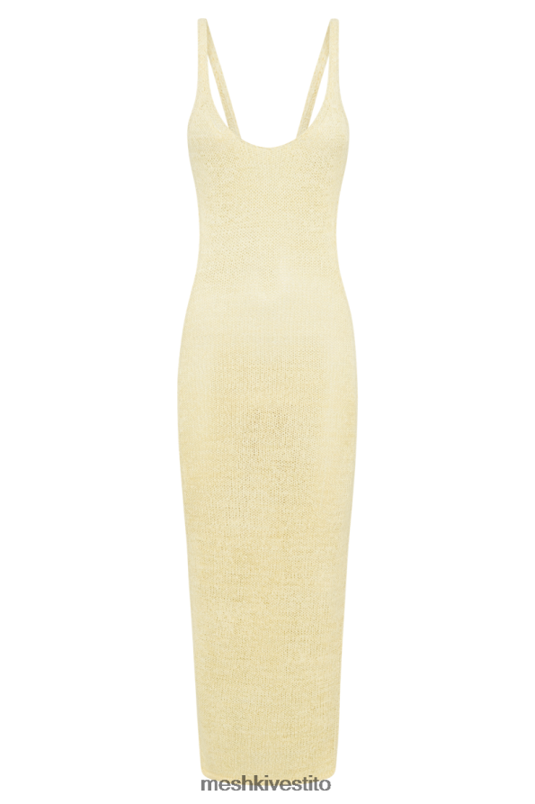 Meshki Abito midi in maglia shae con scollo rotondo vestiario limone 6L048P189