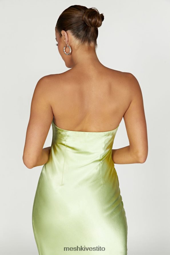 Meshki Abito midi in raso senza spalline Tyler vestiario verde pistacchio 6L048P343