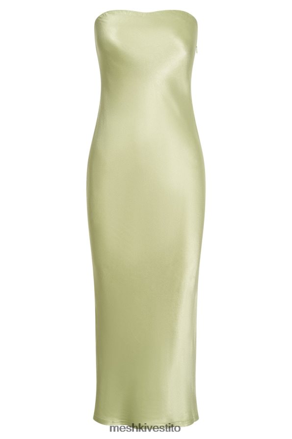 Meshki Abito midi in raso senza spalline Tyler vestiario verde pistacchio 6L048P343