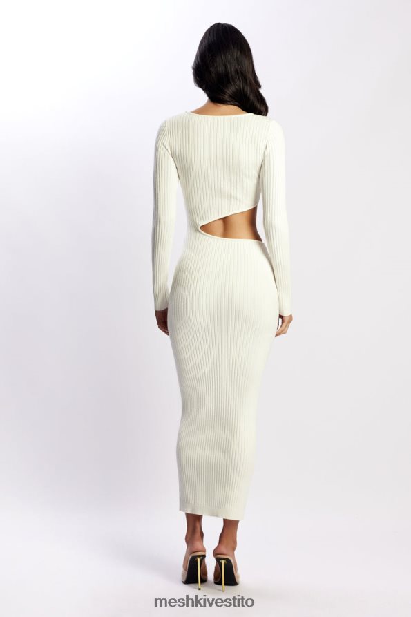 Meshki Abito midi lavorato a maglia asimmetrico con cut-out Gaia vestiario bianco 6L048P486
