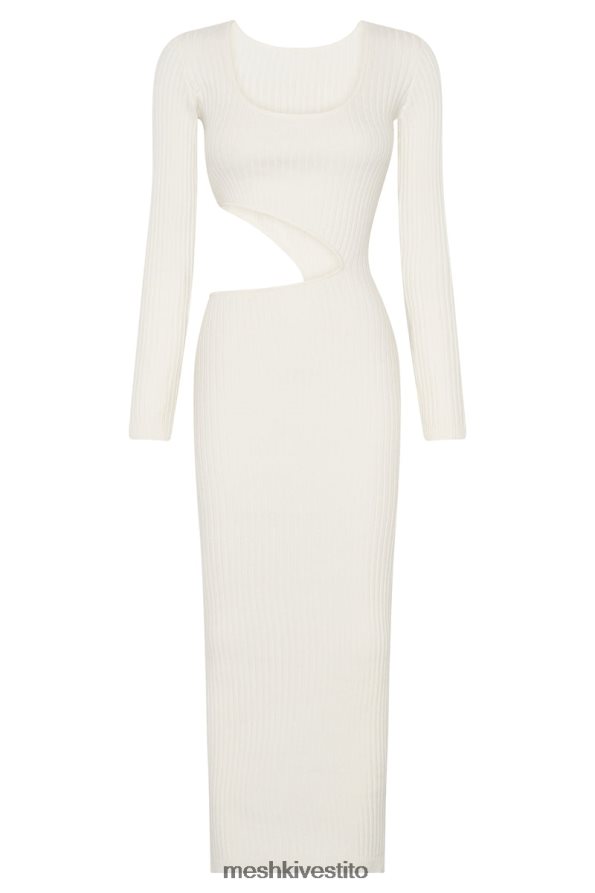 Meshki Abito midi lavorato a maglia asimmetrico con cut-out Gaia vestiario bianco 6L048P486