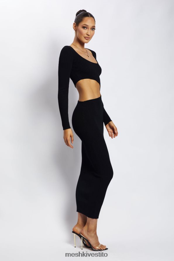 Meshki Abito midi lavorato a maglia asimmetrico con cut-out Gaia vestiario nero 6L048P146