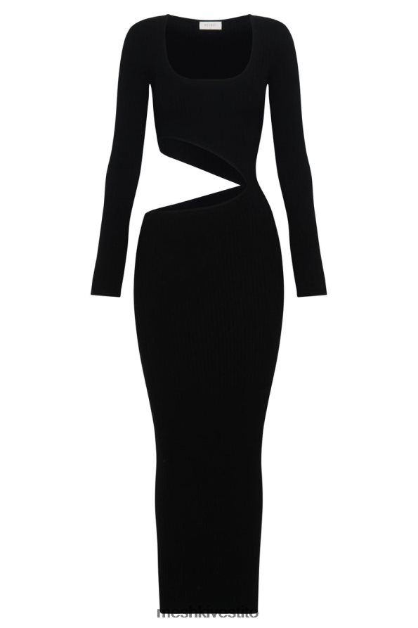 Meshki Abito midi lavorato a maglia asimmetrico con cut-out Gaia vestiario nero 6L048P146
