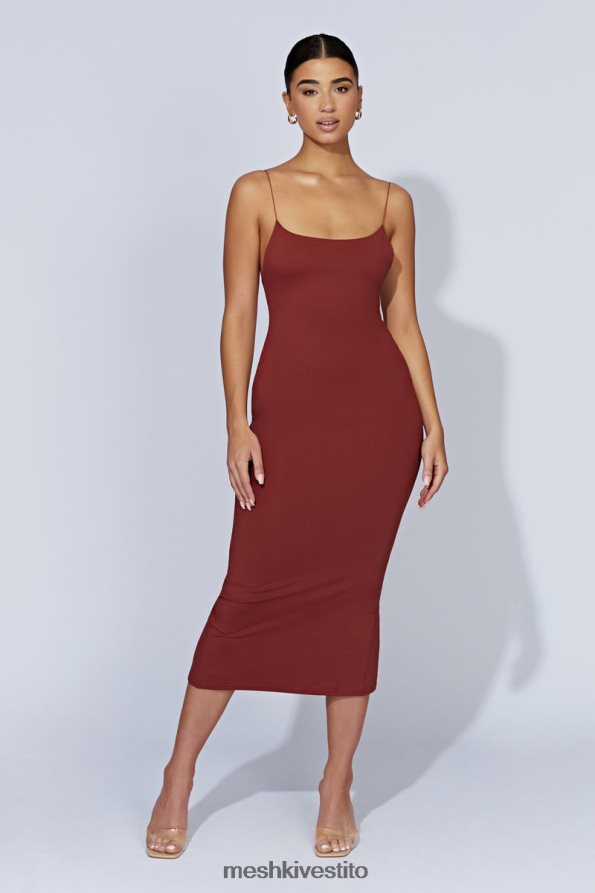 Meshki Abito midi lexia con scollo profondo e scollo basso vestiario cioccolato alla ciliegia 6L048P551